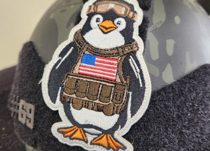 Arctic Warfare: Fully Embroidered Tactical Penguin Patch with US Flag