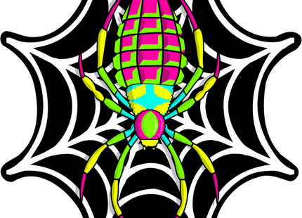 STICKER - Charlotte's Spider Web - Amp Up Your Wardrobe with an Trippy, Eye-Catching Fluorescent Thread Magic - 3"