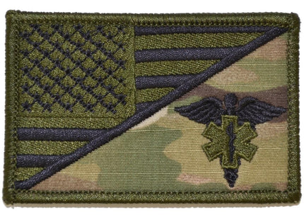 EMT Caduceus Star of Life USA Flag - 2.25x3.5 Patch