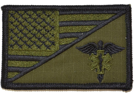 EMT Caduceus Star of Life USA Flag - 2.25x3.5 Patch