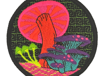 Blacklight Dark Blacklight Mushrooms Velvet Patch - Amp Up Your Gear with Trippy, Eye-Catching Fluorescent Thread Magic