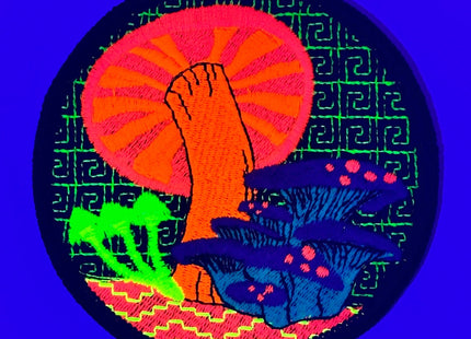 Blacklight Dark Blacklight Mushrooms Velvet Patch - Amp Up Your Gear with Trippy, Eye-Catching Fluorescent Thread Magic