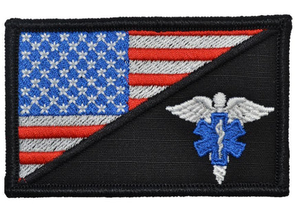 EMT Caduceus Star of Life USA Flag - 2.25x3.5 Patch