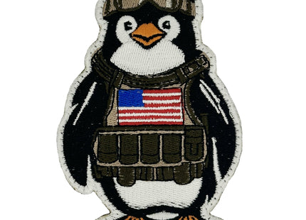 Arctic Warfare: Fully Embroidered Tactical Penguin Patch with US Flag
