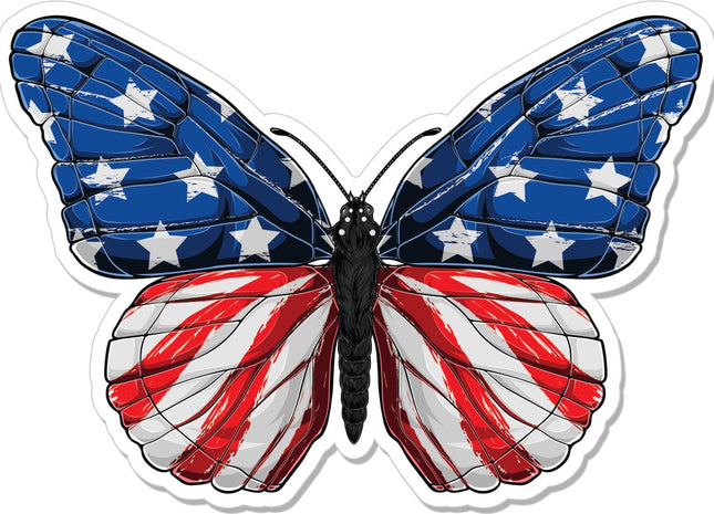 American Flag Butterfly - 4" Sticker