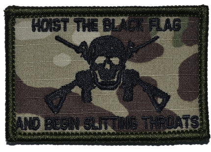 Hoist The Black Flag and Begin Slitting Throats Jolly Roger - 2x3 Patch