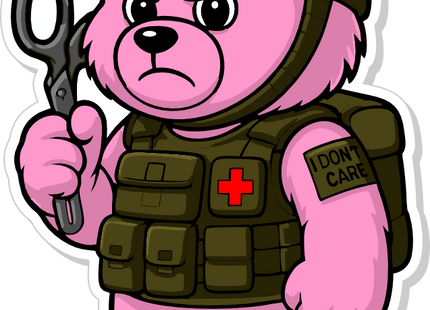 Dead Inside Bear - IDFC BEARS  - 3.75" Sticker - Pink